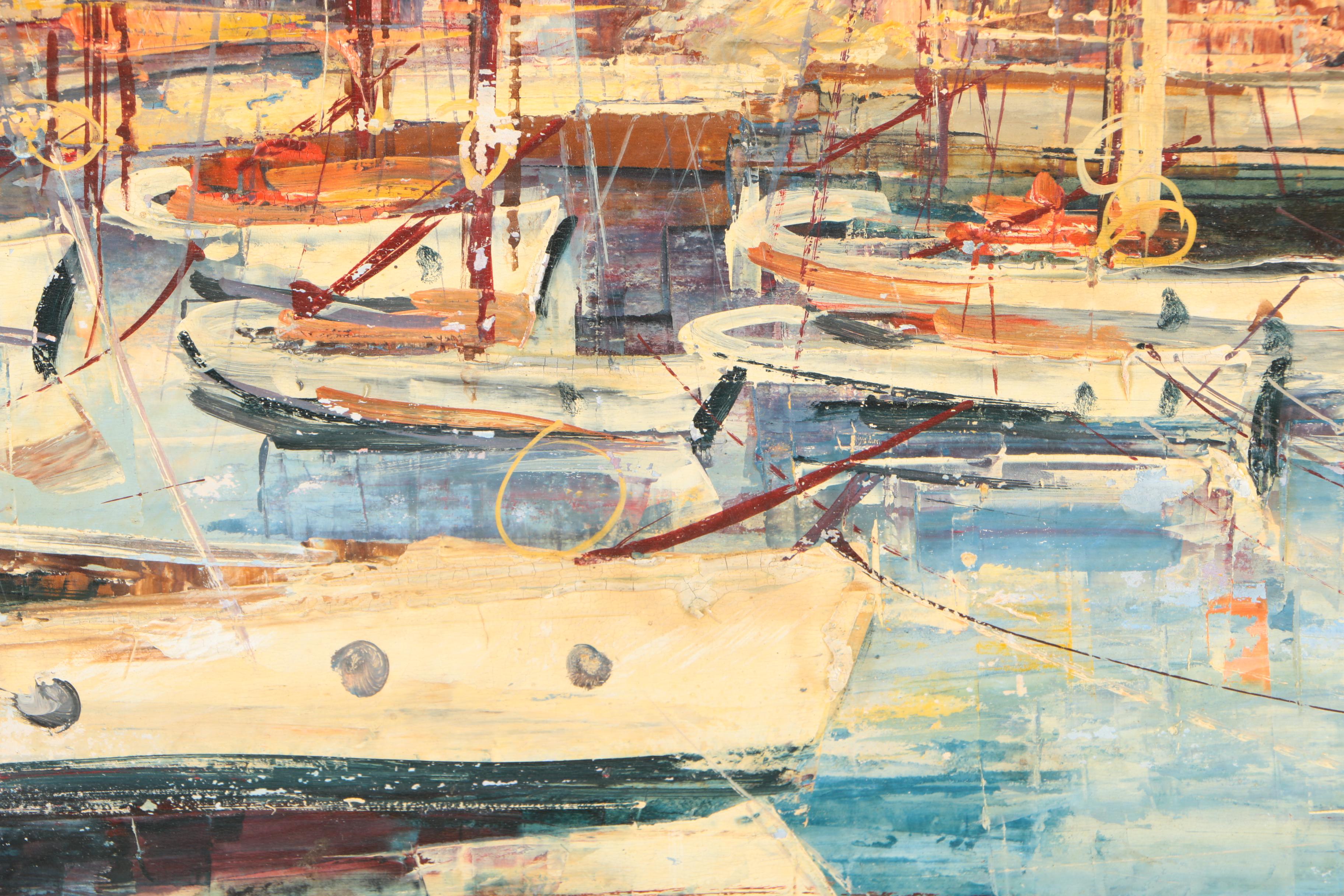 T.H.O. Oil Painting of Harbor "S. Tropez"