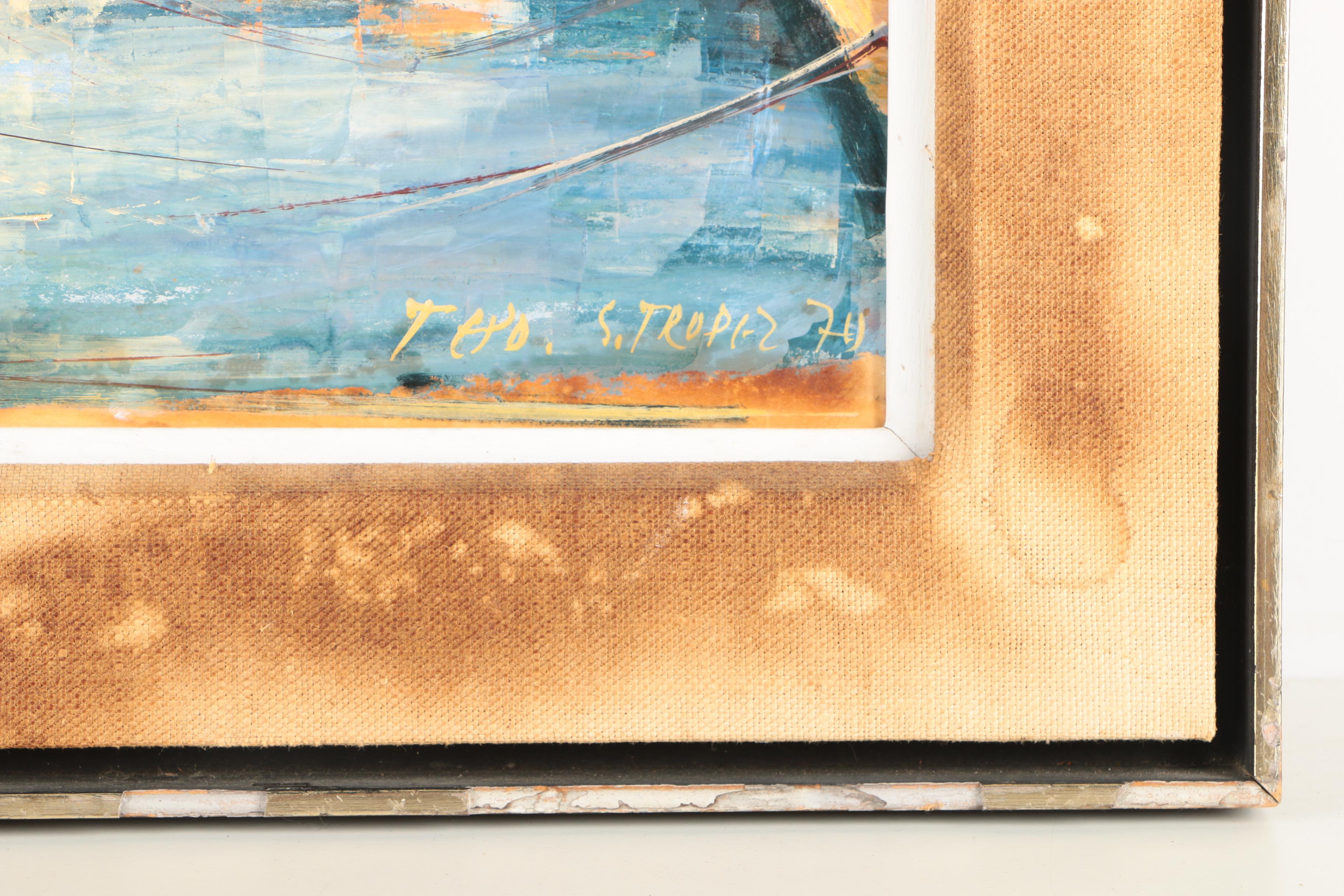 T.H.O. Oil Painting of Harbor "S. Tropez"