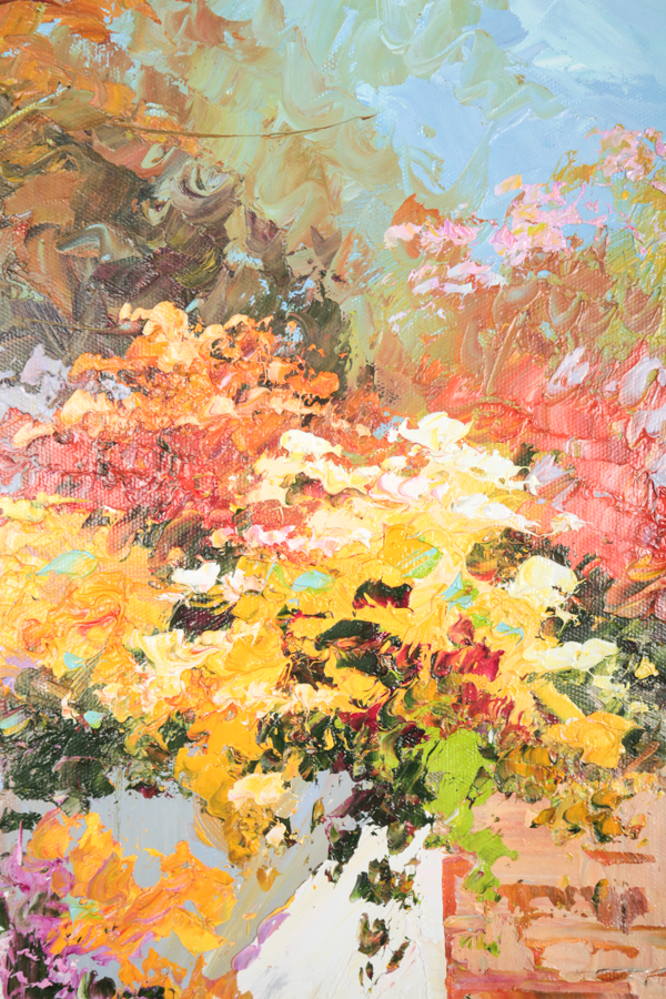 Original Oil Painting Depicting a Mediterranean Garden