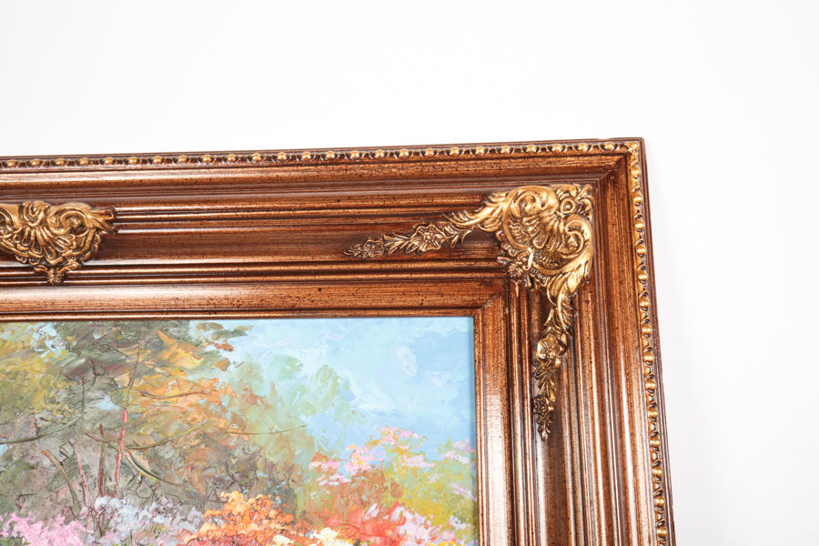 Original Oil Painting Depicting a Mediterranean Garden