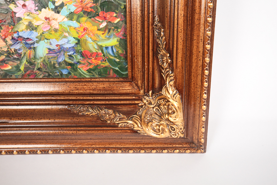 Original Oil Painting Depicting a Mediterranean Garden
