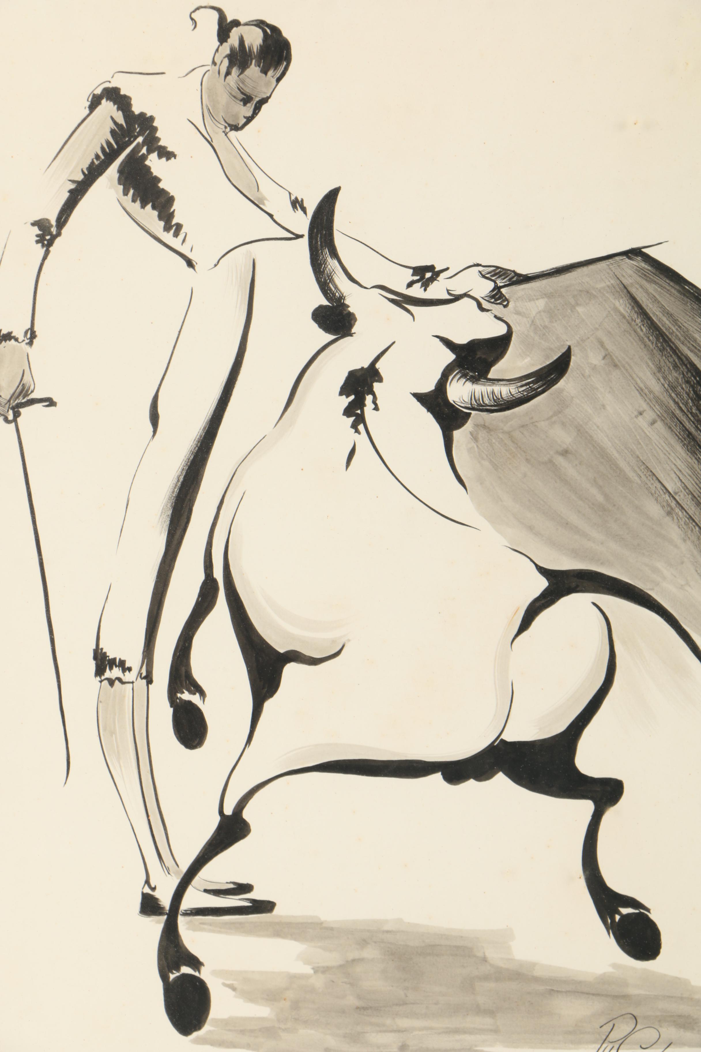 Ink Wash Drawing of Matador