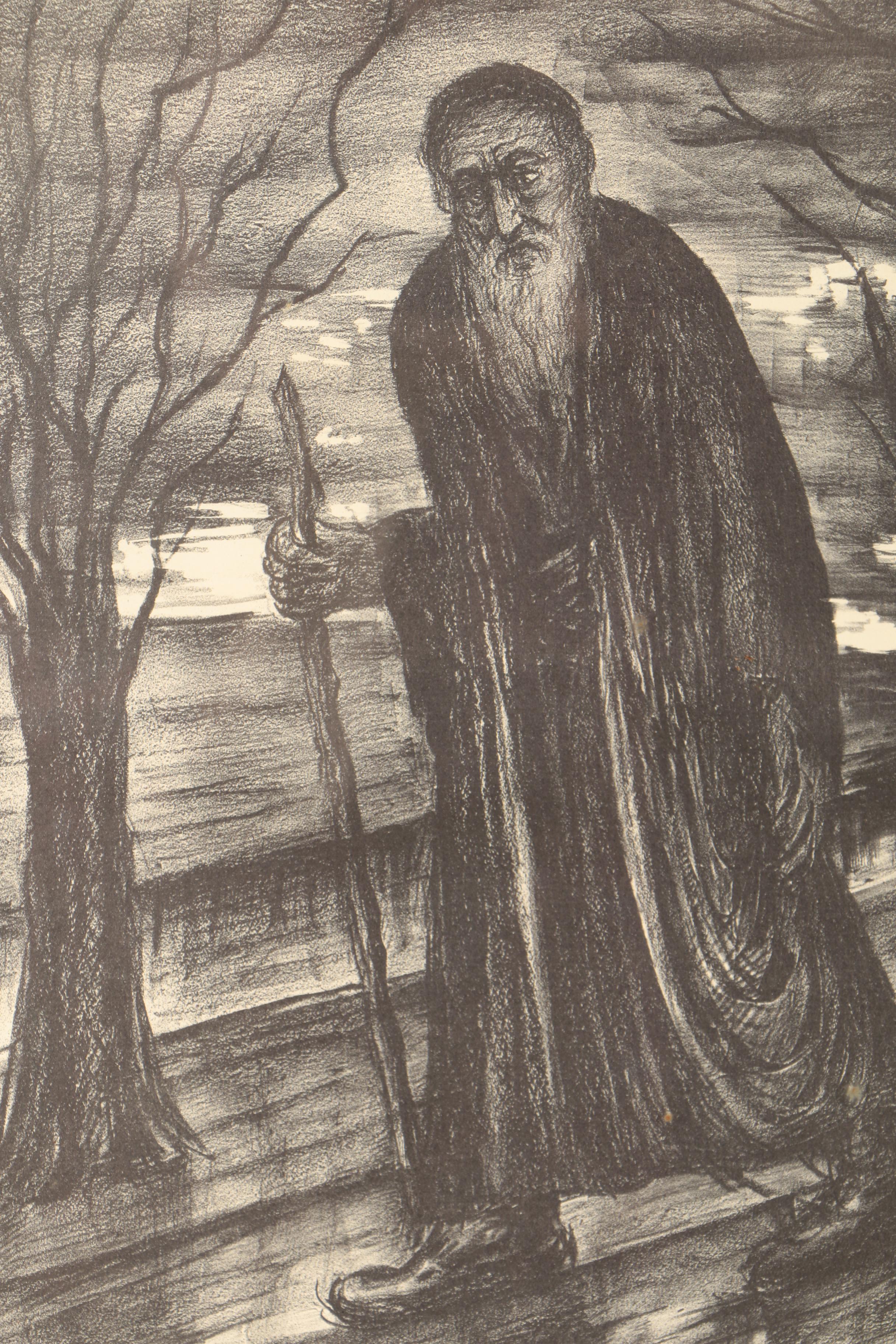Saul Rabino Lithograph on Paper "The Wanderer"