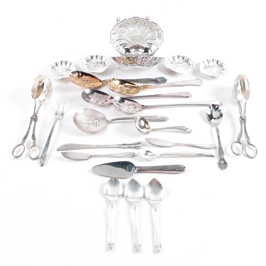 Assorted Silver Plate and Stainless Serving Utensils