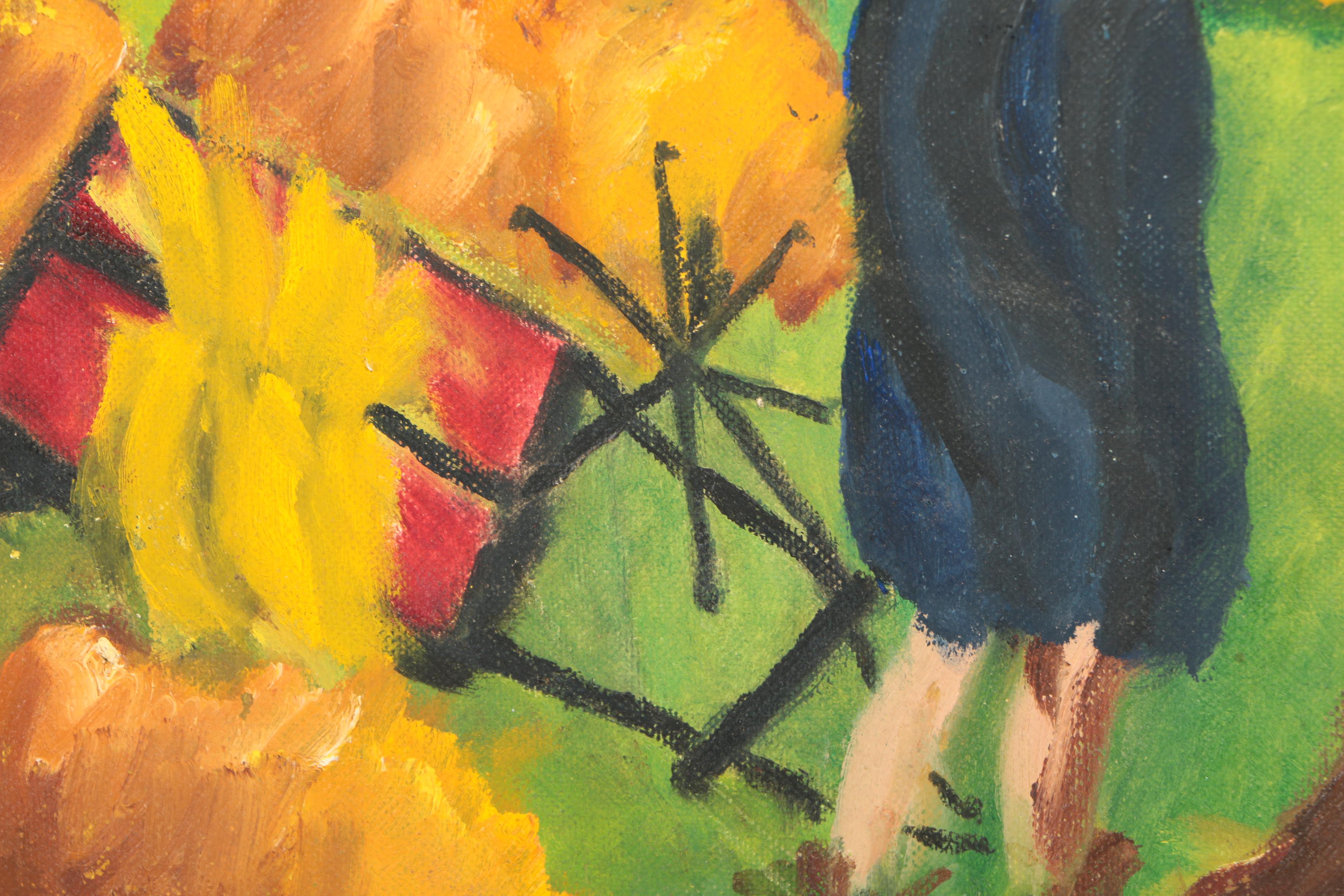 Oil Painting of a Woman Carrying Hay