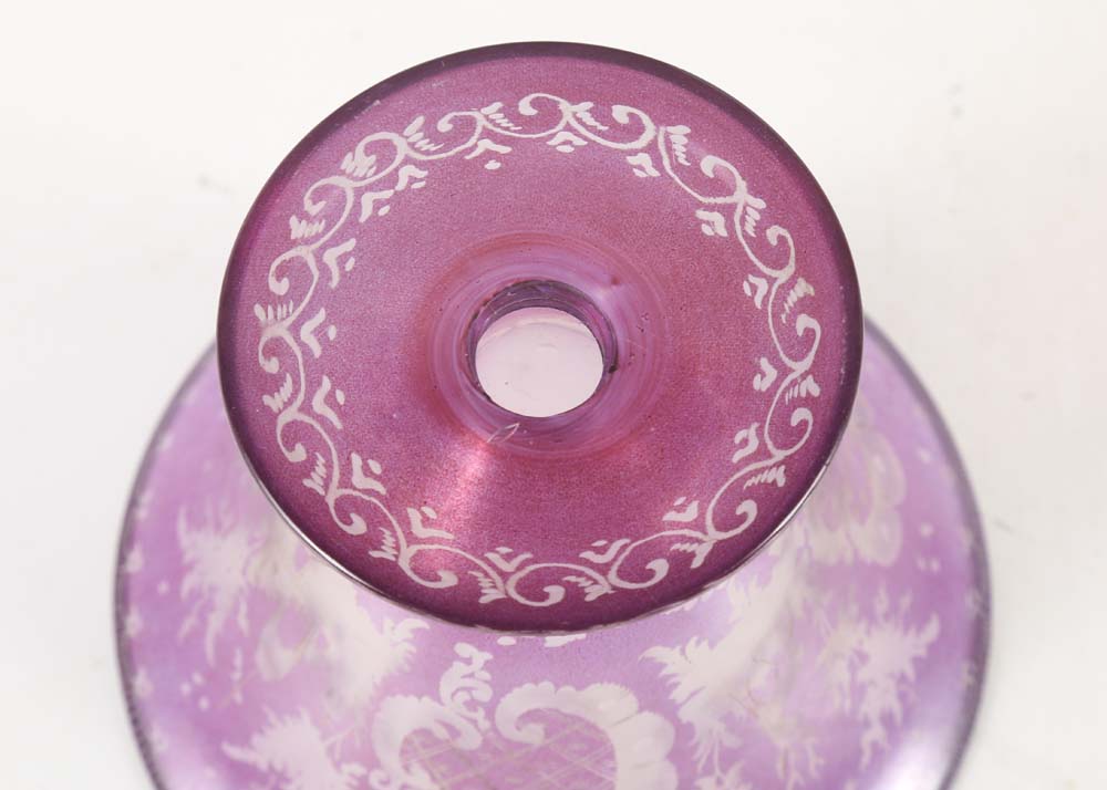 Vintage Etched Glass Compote