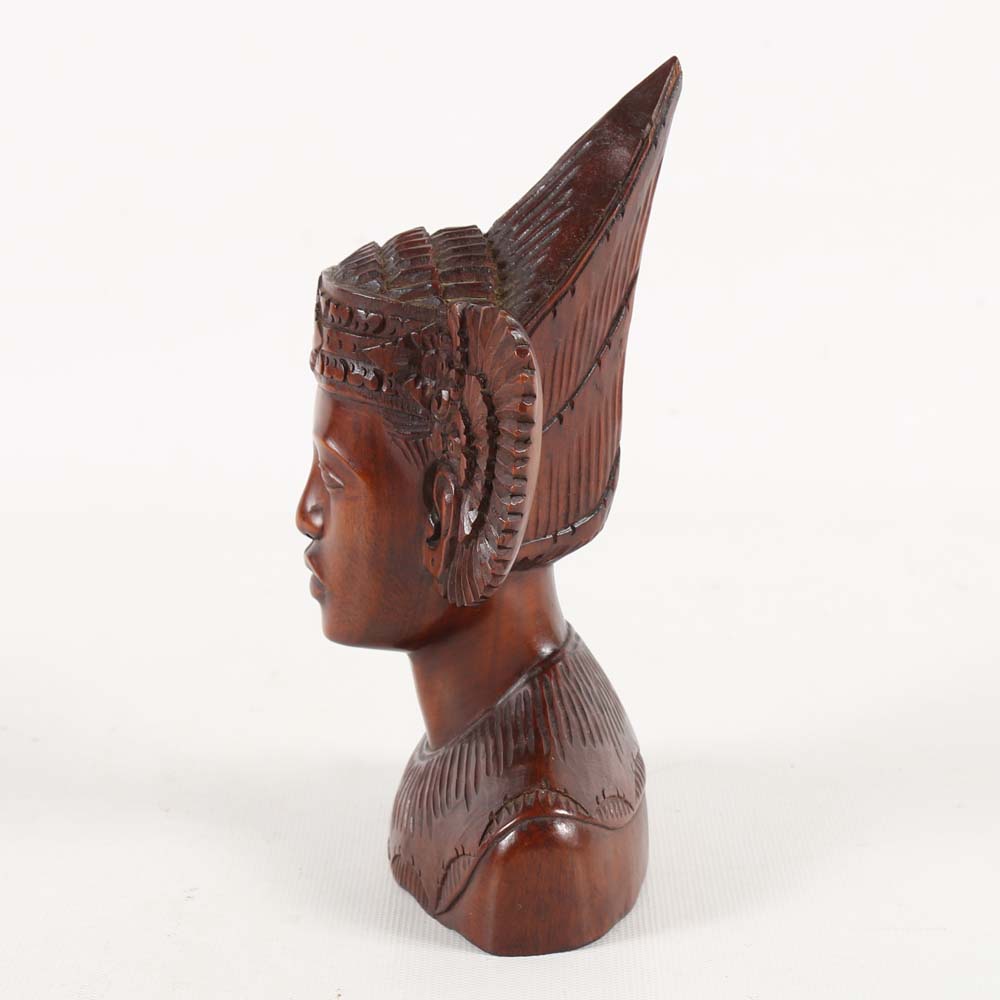 Carved Teak Balinese Bust