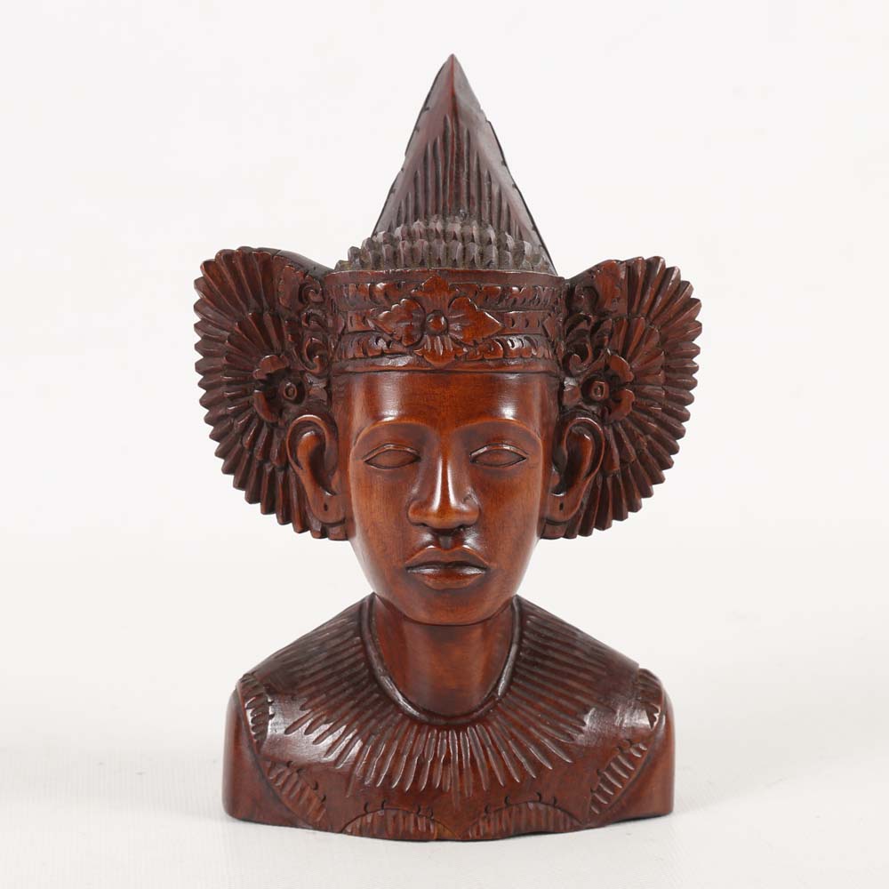 Carved Teak Balinese Bust