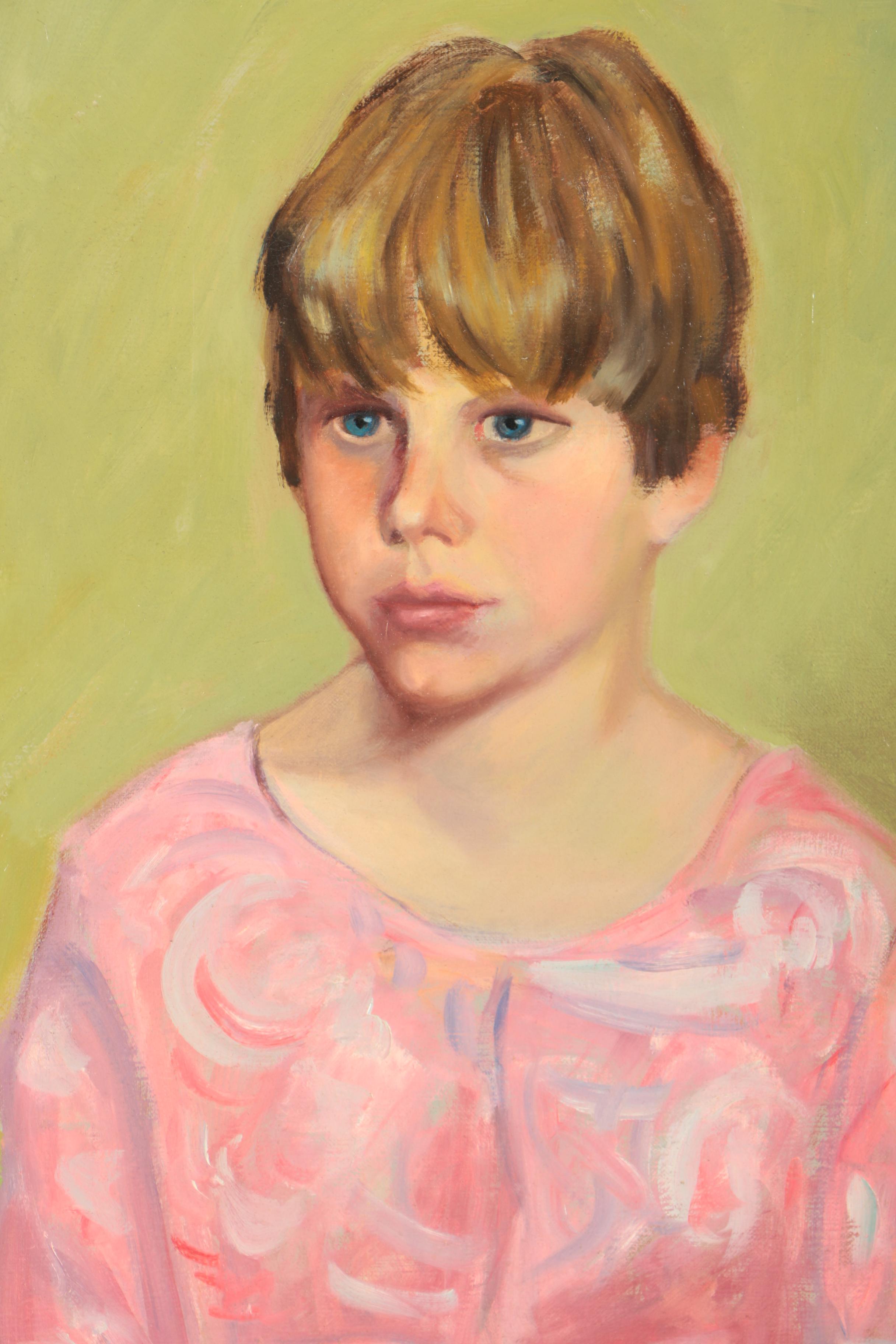 Robt. Klemm Oil Portrait of a Child with Cropped Hair