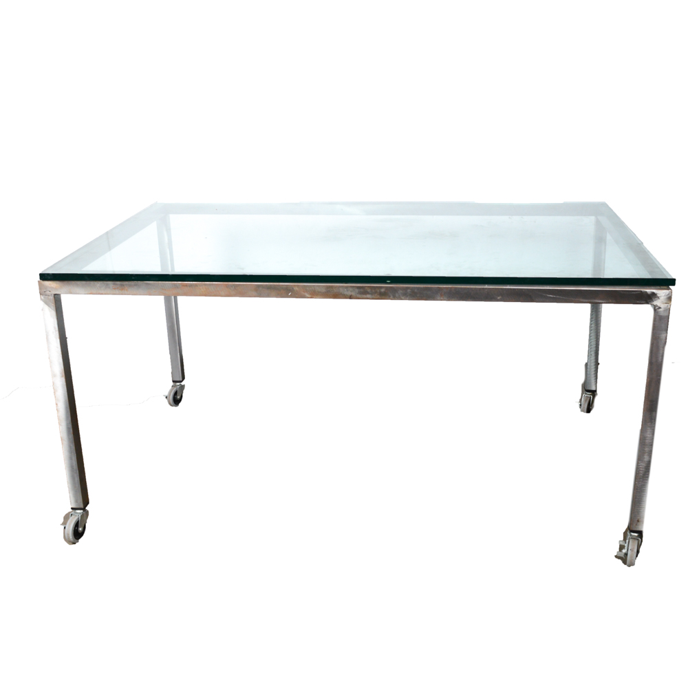 Steel Frame Glass Top Table