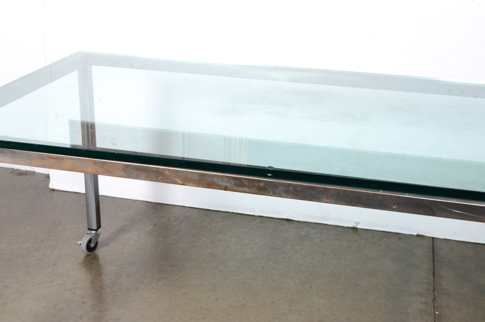 Steel Frame Glass Top Table