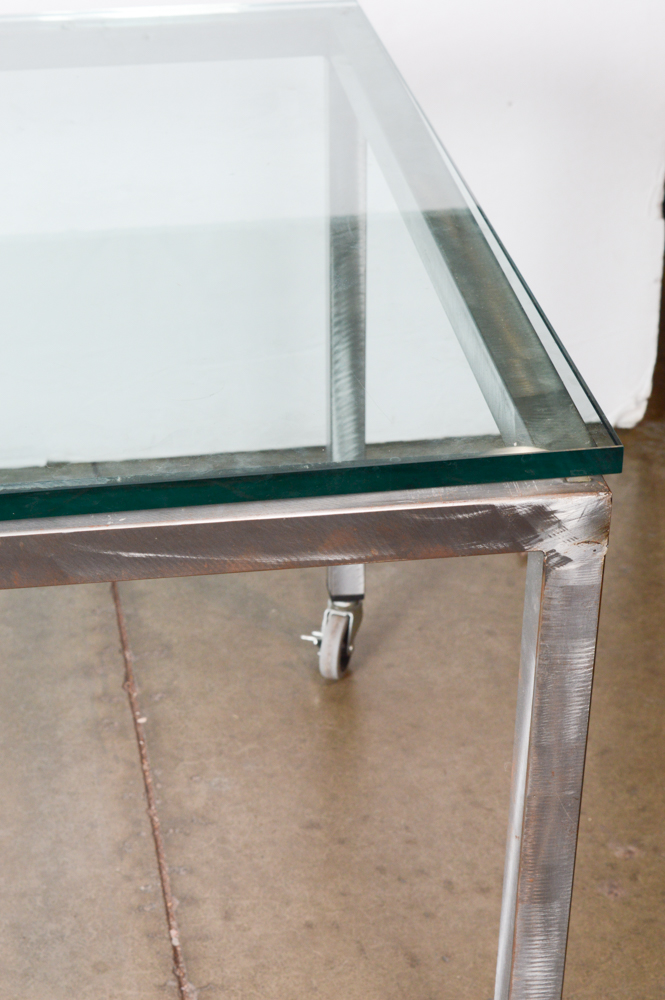 Steel Frame Glass Top Table