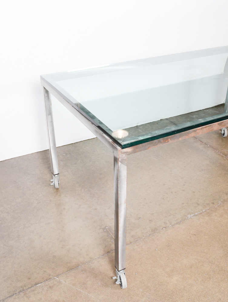 Steel Frame Glass Top Table