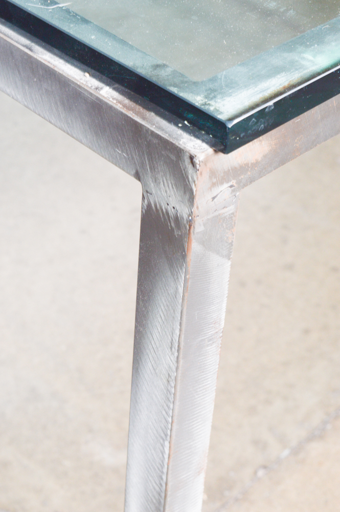 Steel Frame Glass Top Table