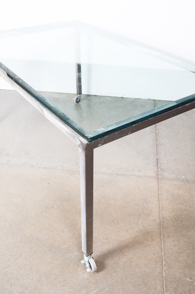 Steel Frame Glass Top Table