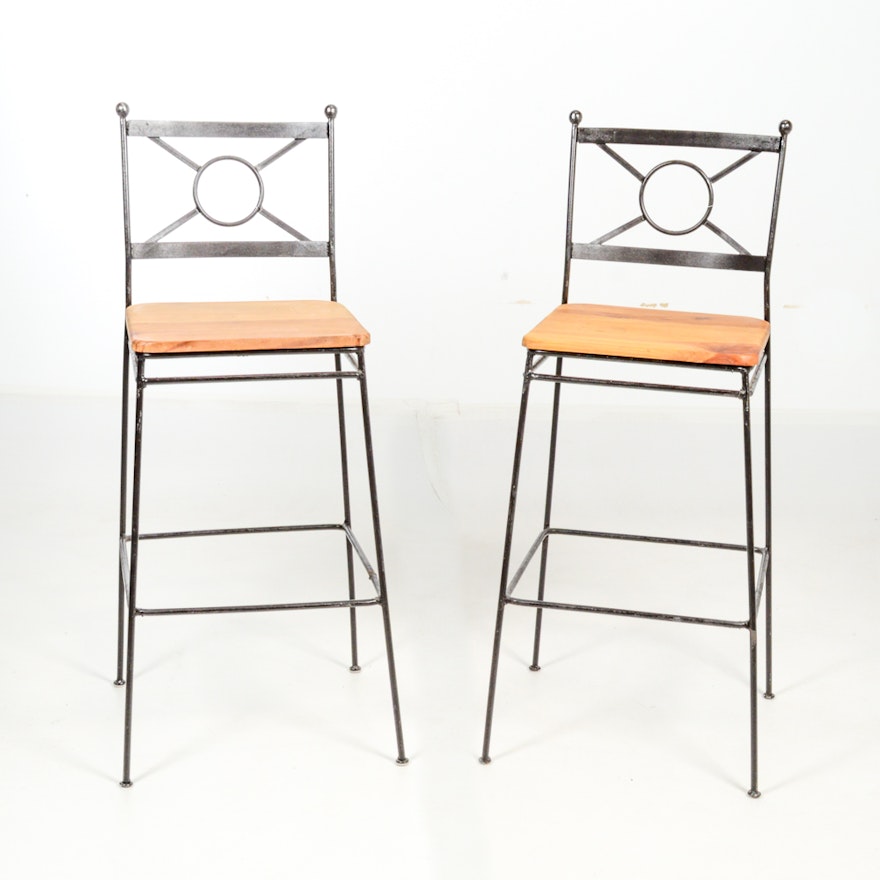 Set of Two Iron Bar Chairs