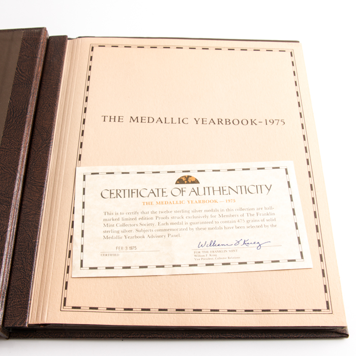 1975 Franklin Mint Sterling Silver Medallic Yearbook