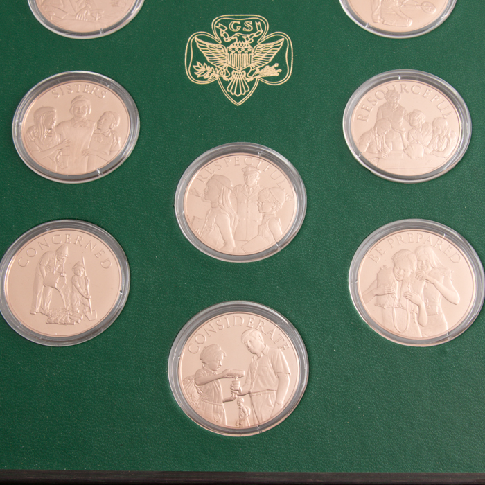 Franklin Mint Norman Rockwell Official Bronze Girl Scout Medals
