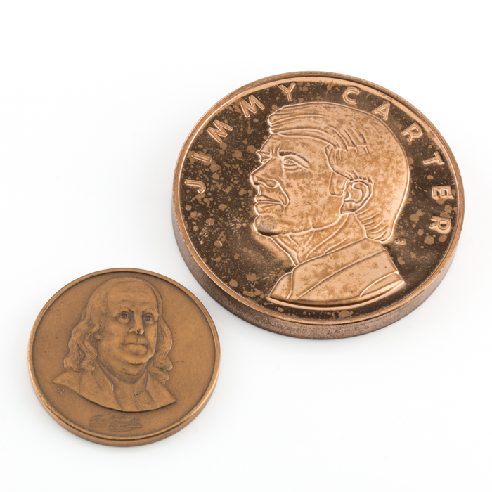 Pair of Bronze Commemorative Medallions