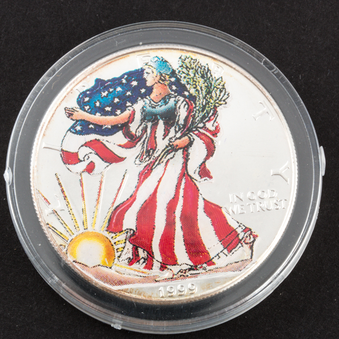 1999 and 2000 Colorized American Eagle $1 Silver Coins