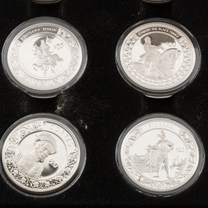Set of Twenty-Four Commemorative Liberian $20 .999 Silver Coins