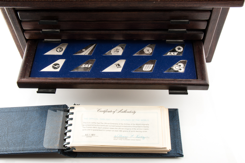 Collection of Sterling Silver Commemorative Airline Ingots