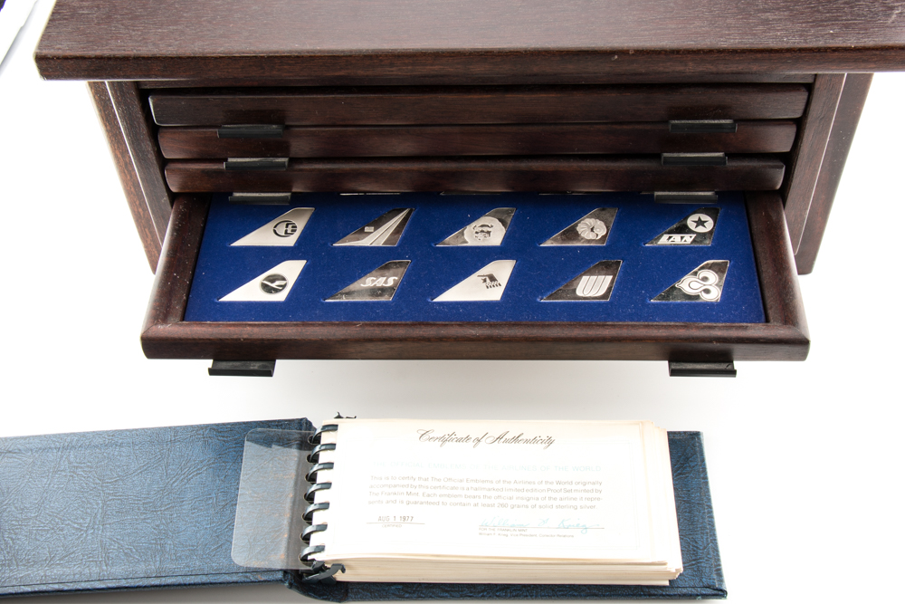 Collection of Sterling Silver Commemorative Airline Ingots