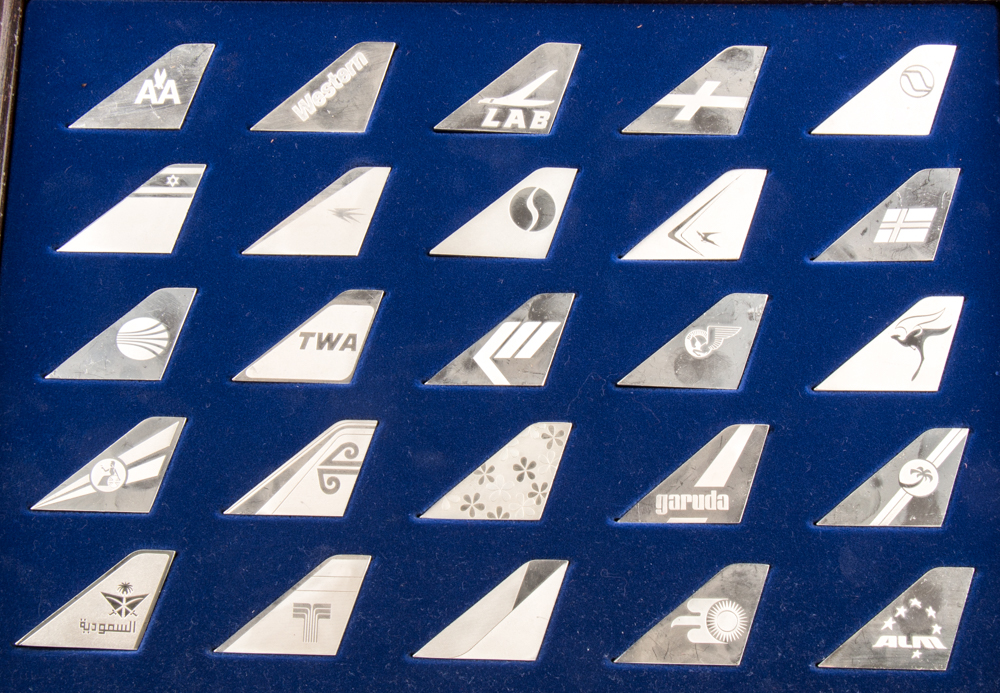 Collection of Sterling Silver Commemorative Airline Ingots