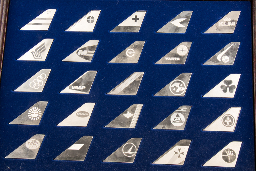 Collection of Sterling Silver Commemorative Airline Ingots