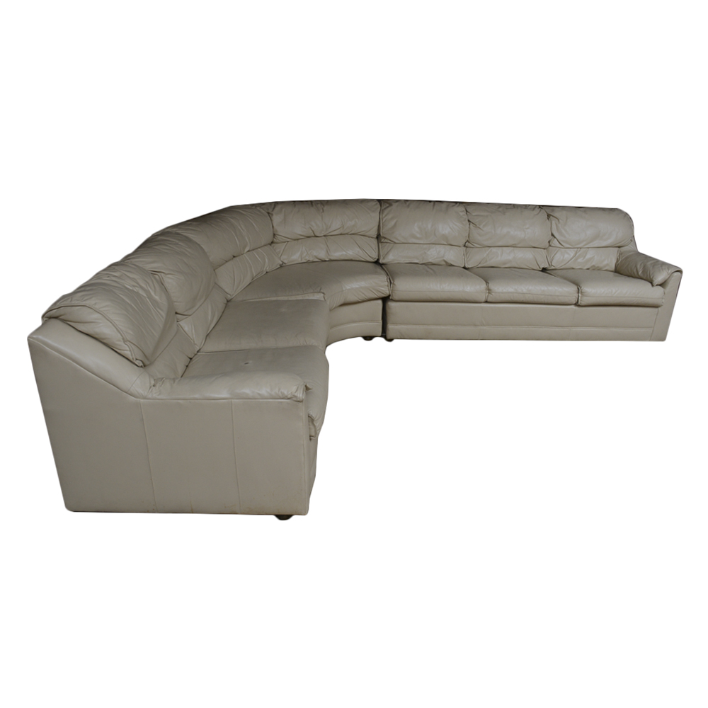 Beige Leather Sectional Sleeper Sofa by Lackawanna