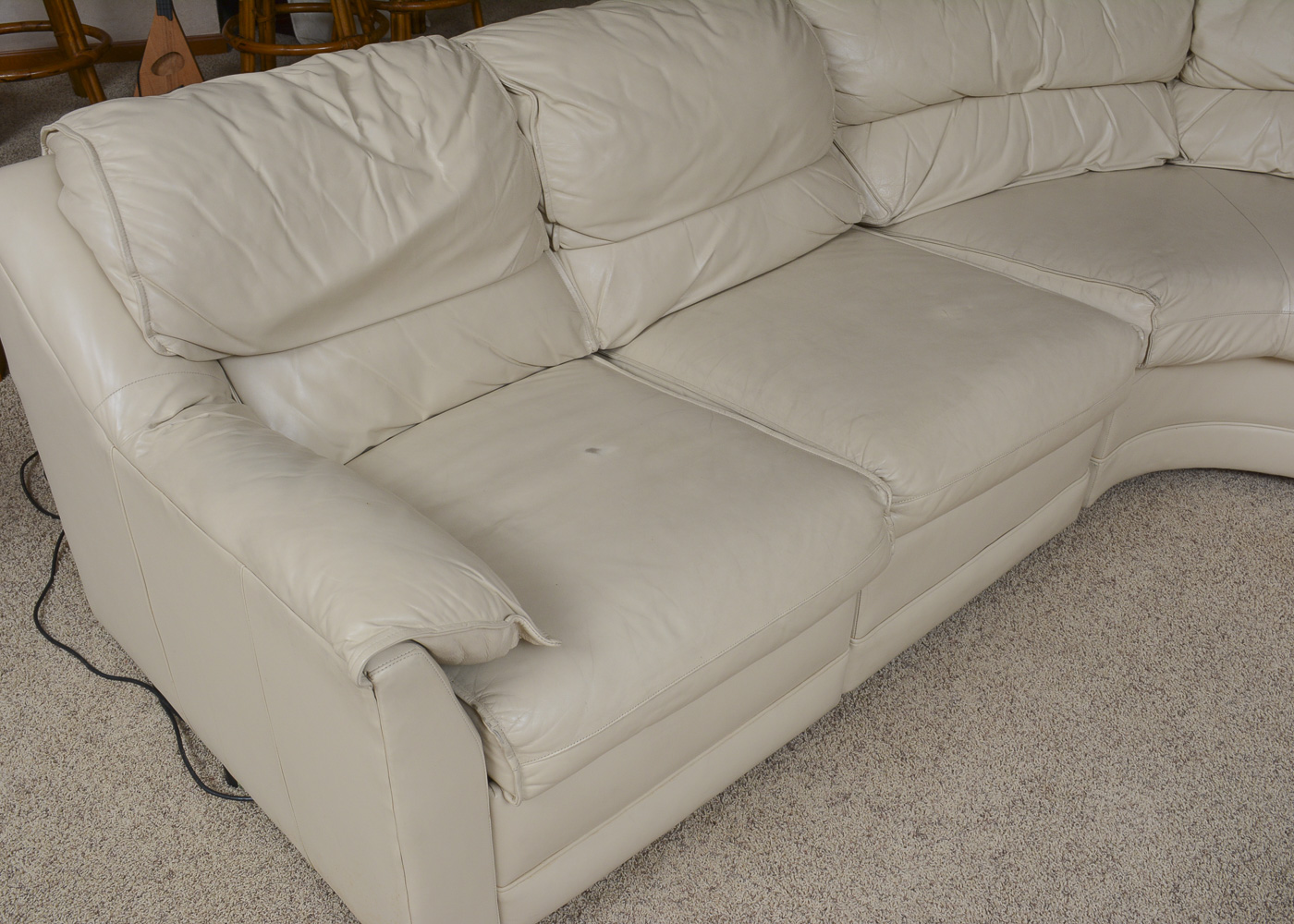 Beige Leather Sectional Sleeper Sofa by Lackawanna
