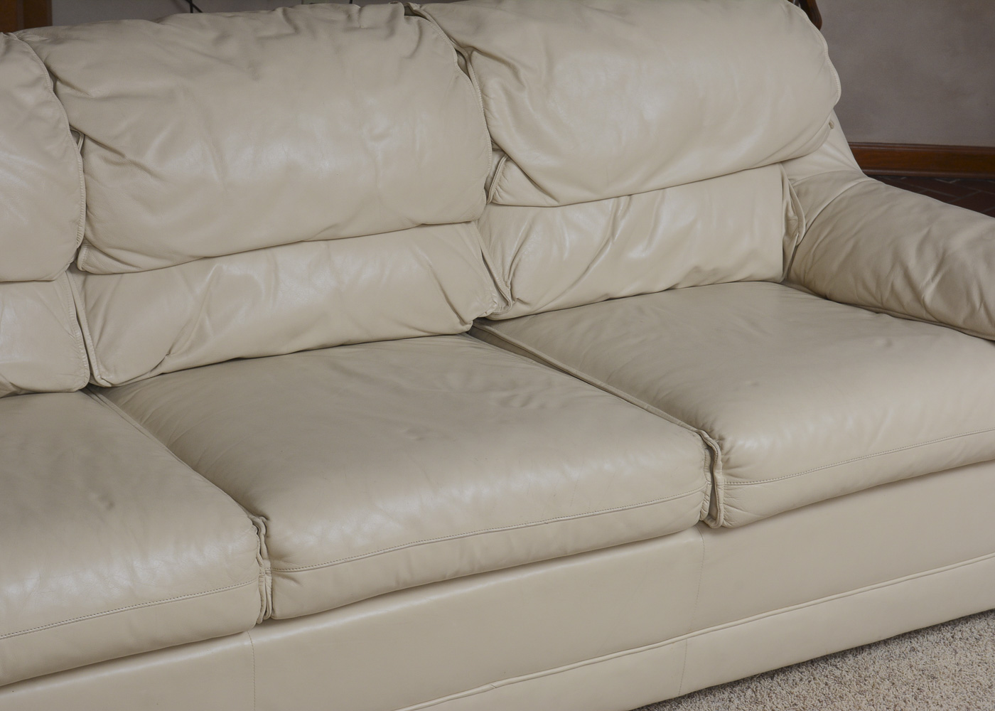 Beige Leather Sectional Sleeper Sofa by Lackawanna