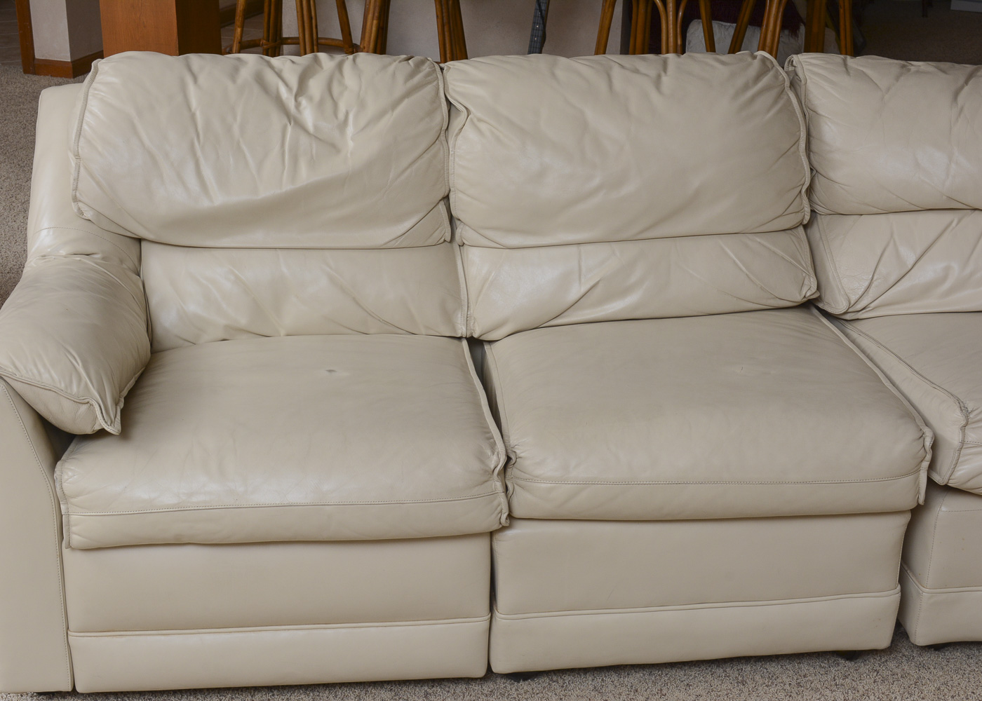 Beige Leather Sectional Sleeper Sofa by Lackawanna