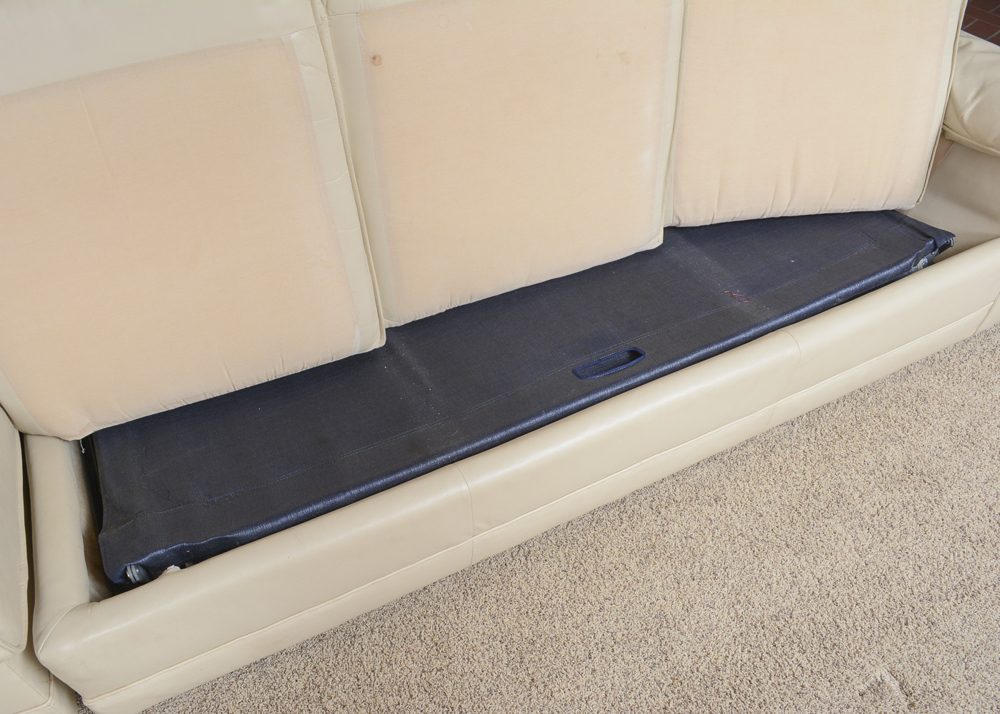 Beige Leather Sectional Sleeper Sofa by Lackawanna