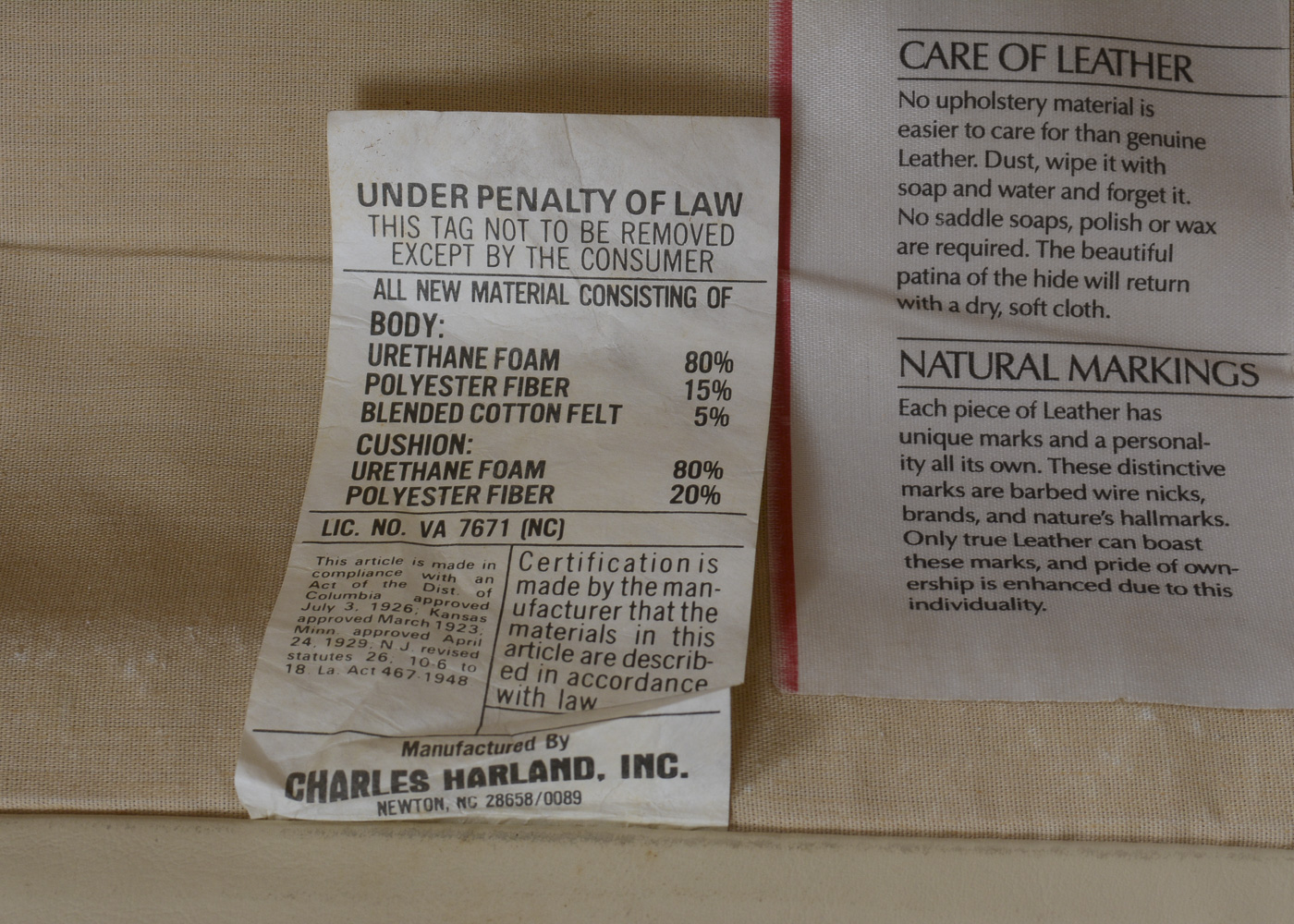 Beige Leather Sectional Sleeper Sofa by Lackawanna