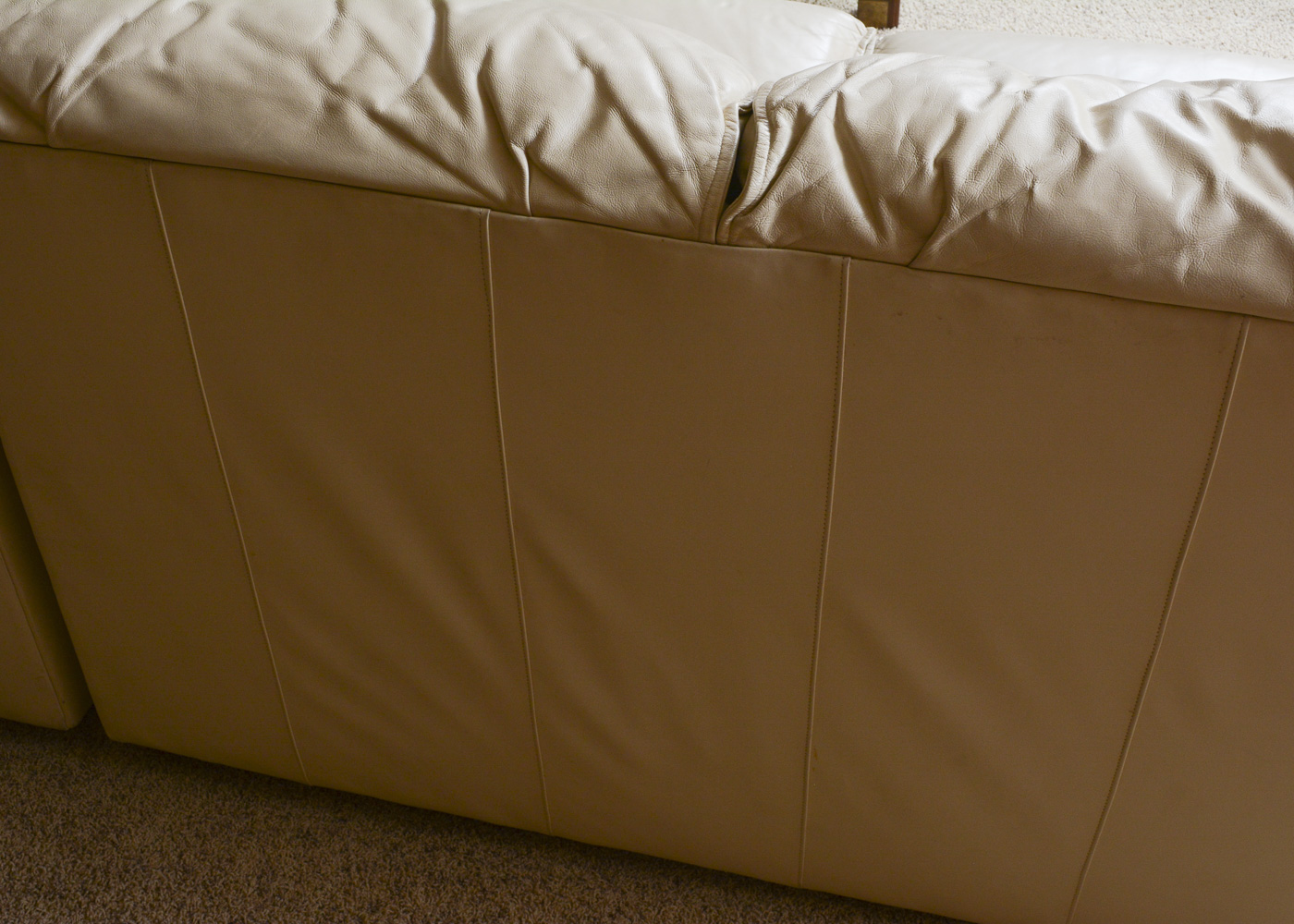 Beige Leather Sectional Sleeper Sofa by Lackawanna