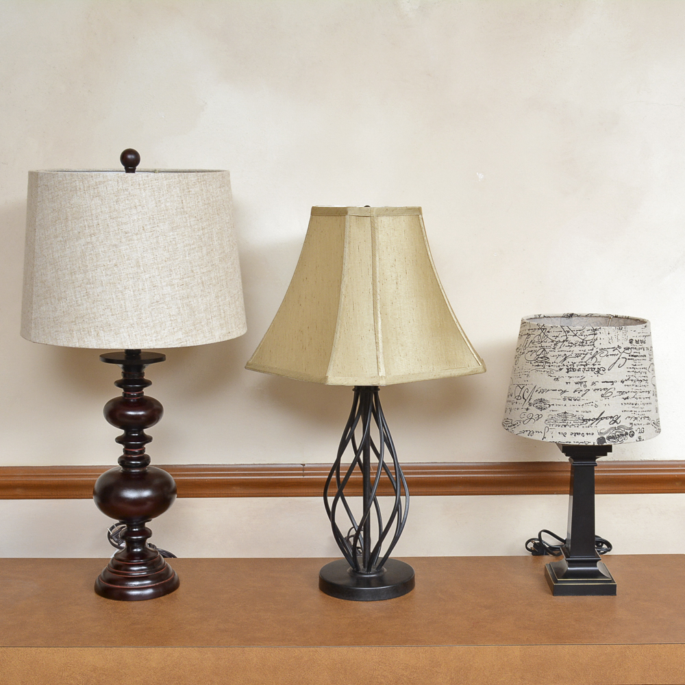 Resin and Metal Table Lamps with Lamp Shades