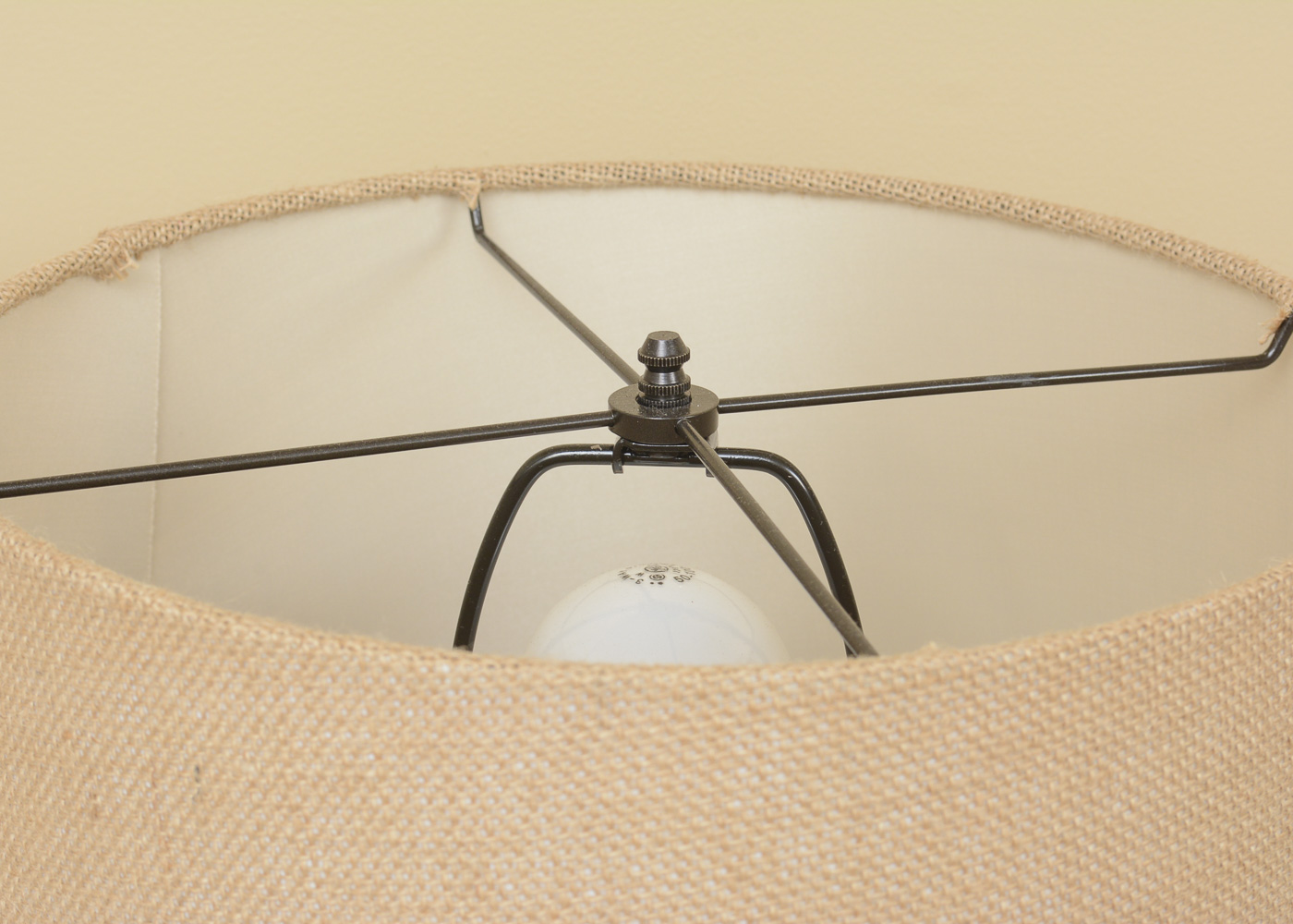 Black  Metal Orb Table Lamps with Beige Shades