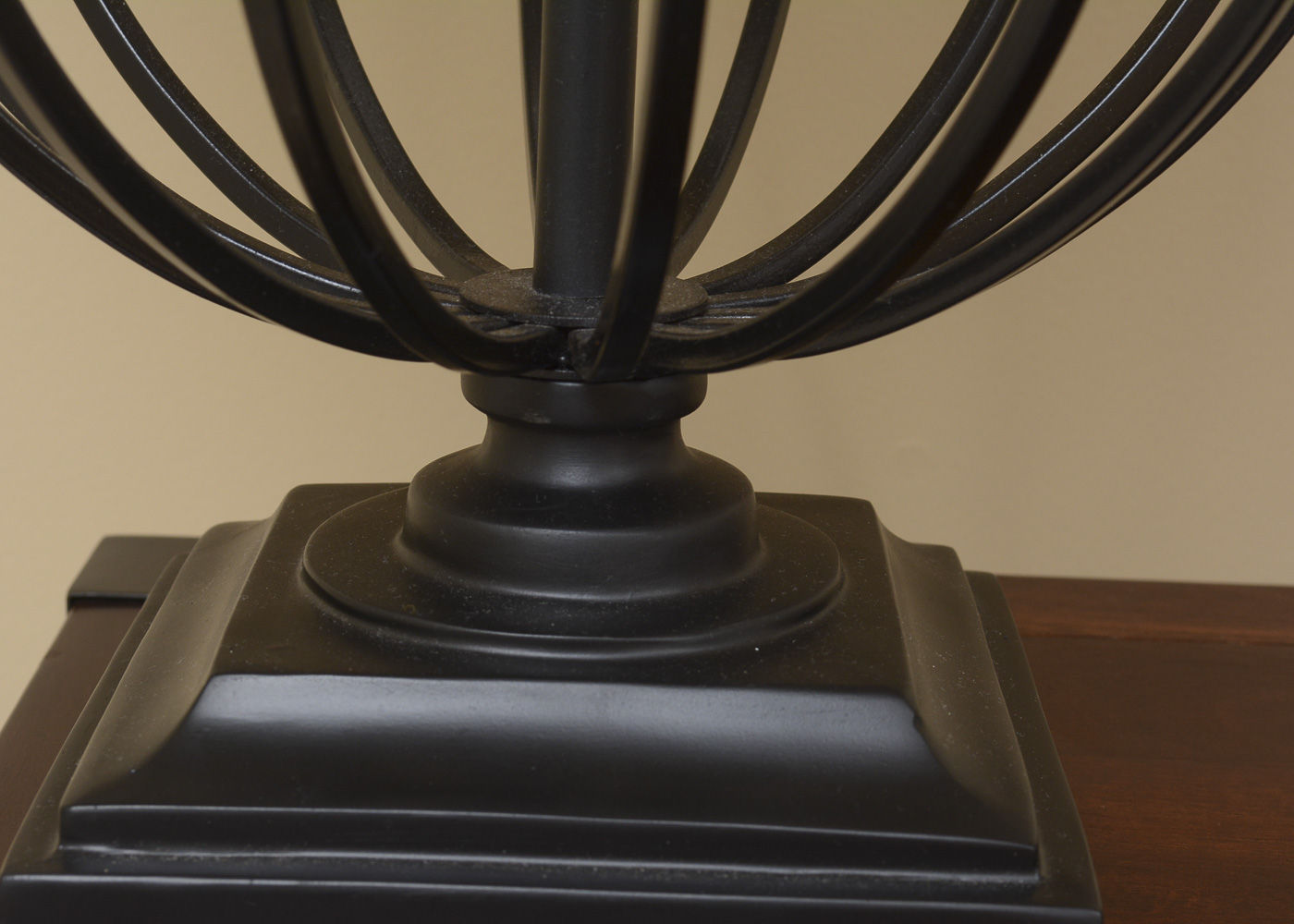 Black  Metal Orb Table Lamps with Beige Shades