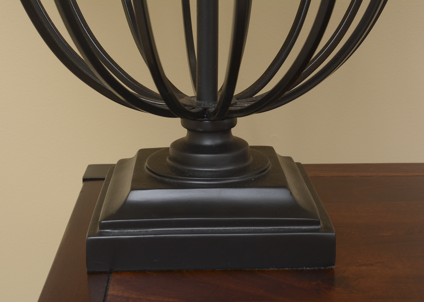 Black  Metal Orb Table Lamps with Beige Shades