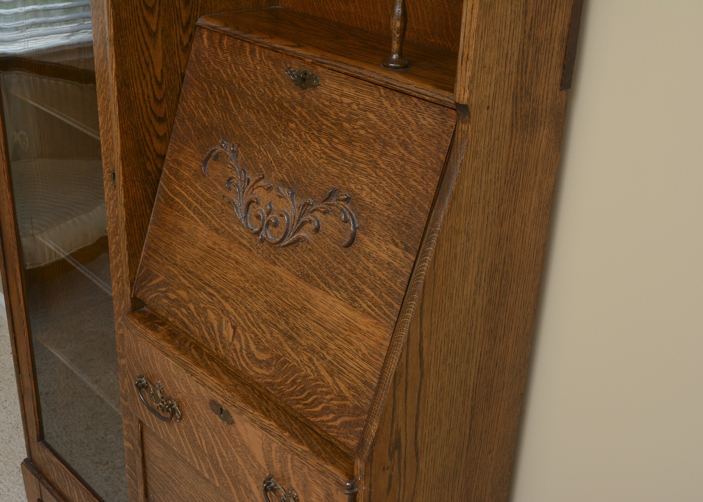 Antique Quartersawn Oak Side-by-Side Secretary Bookcase