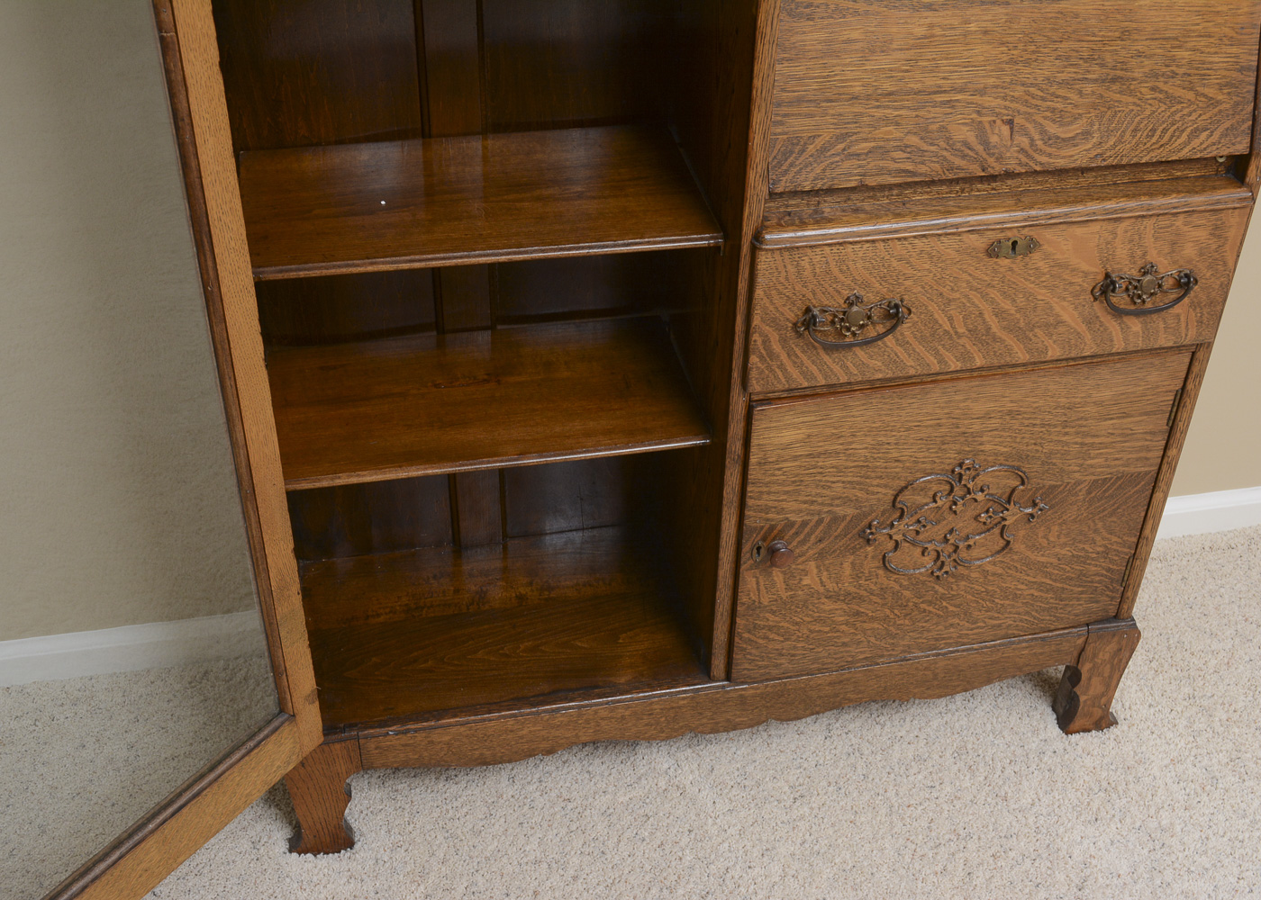 Antique Quartersawn Oak Side-by-Side Secretary Bookcase