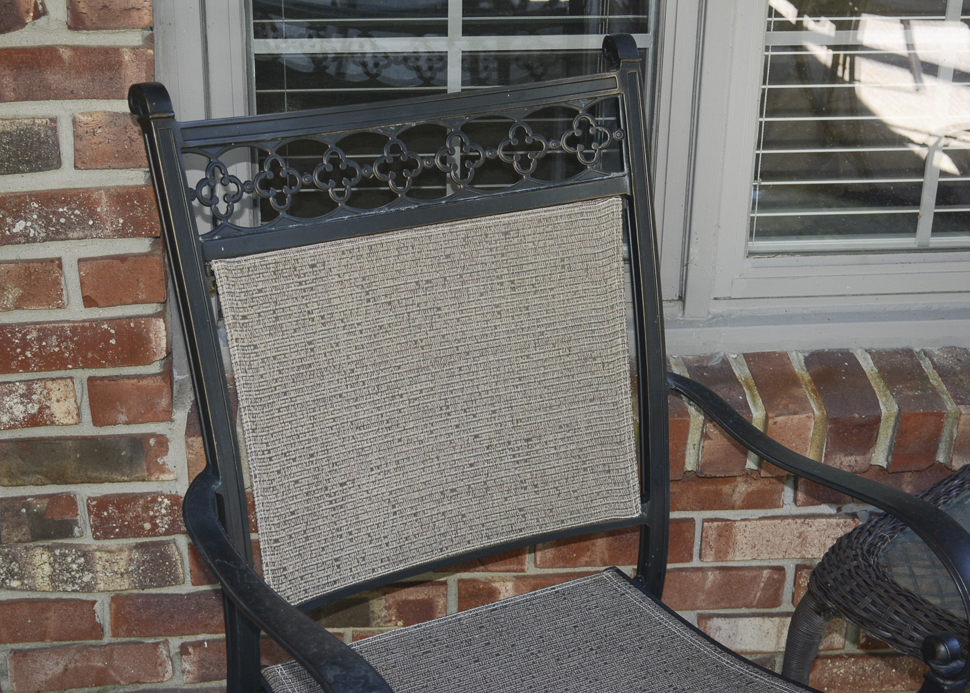 Pair of Outdoor Swivel Rockers and Side Table