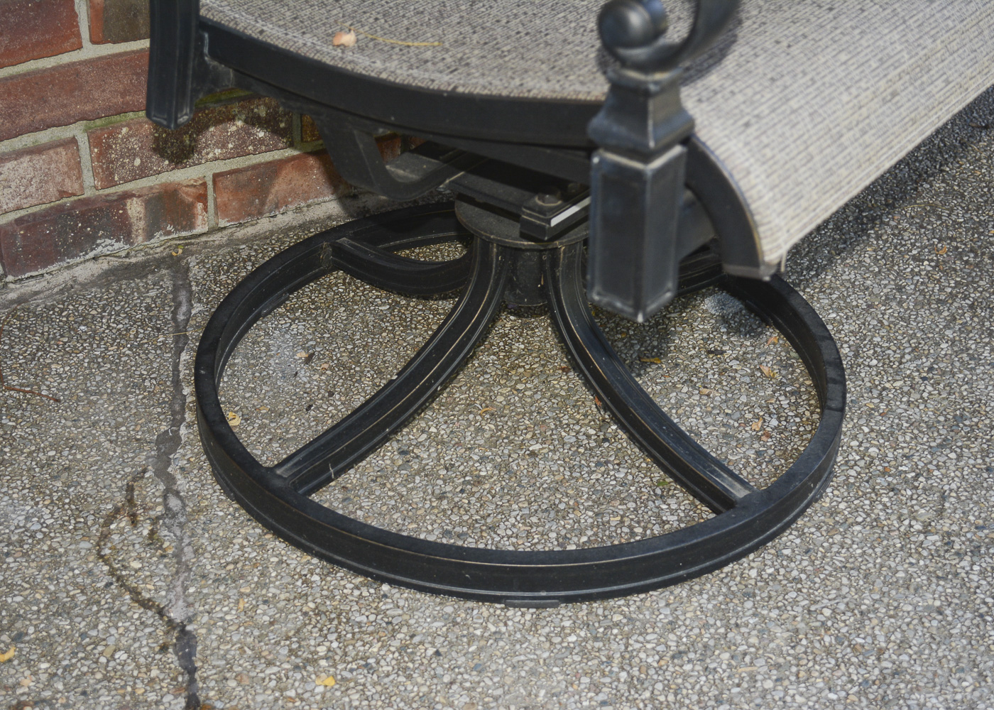 Pair of Outdoor Swivel Rockers and Side Table
