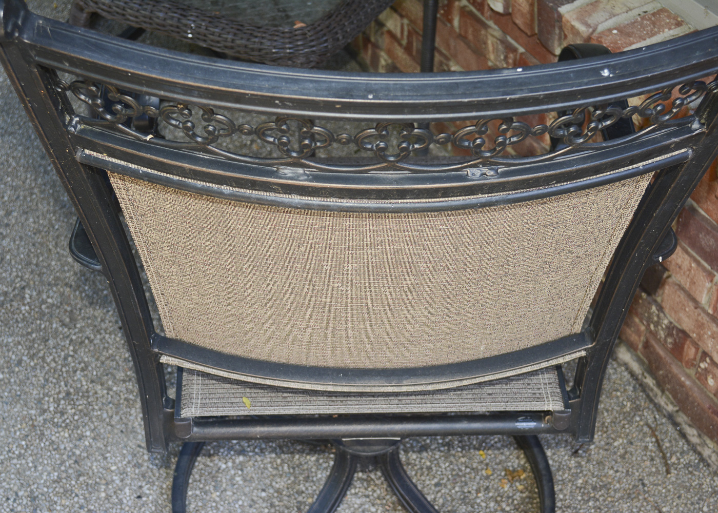 Pair of Outdoor Swivel Rockers and Side Table