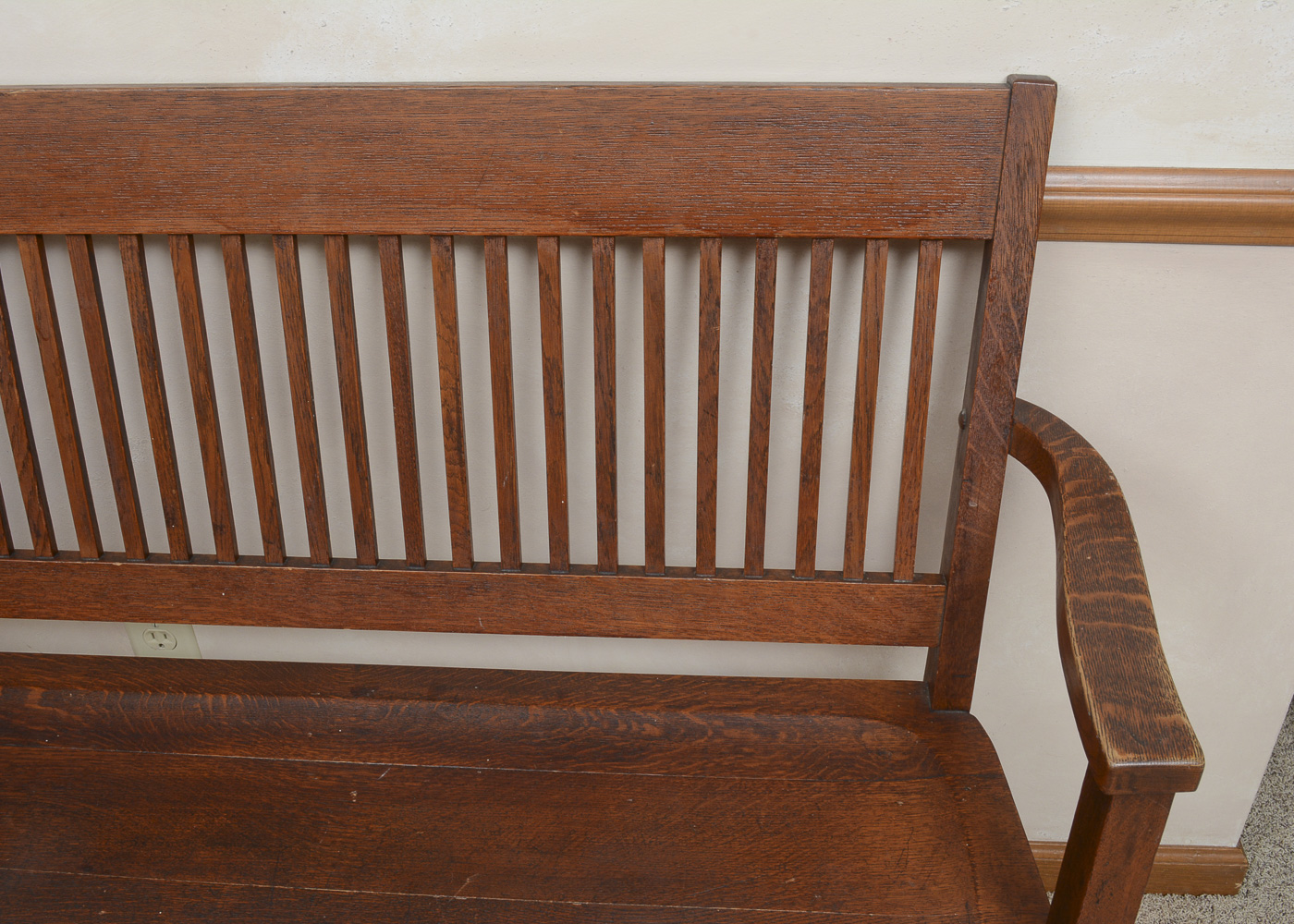 Vintage Mission Inspired Oak Bench