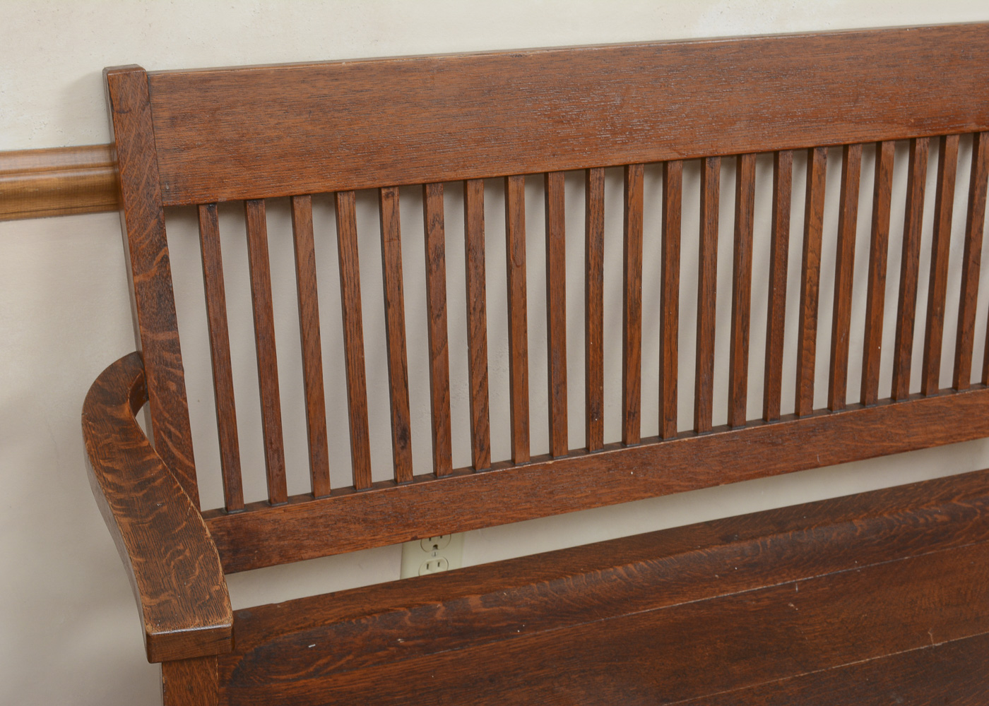 Vintage Mission Inspired Oak Bench