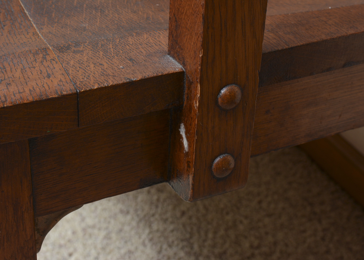 Vintage Mission Inspired Oak Bench