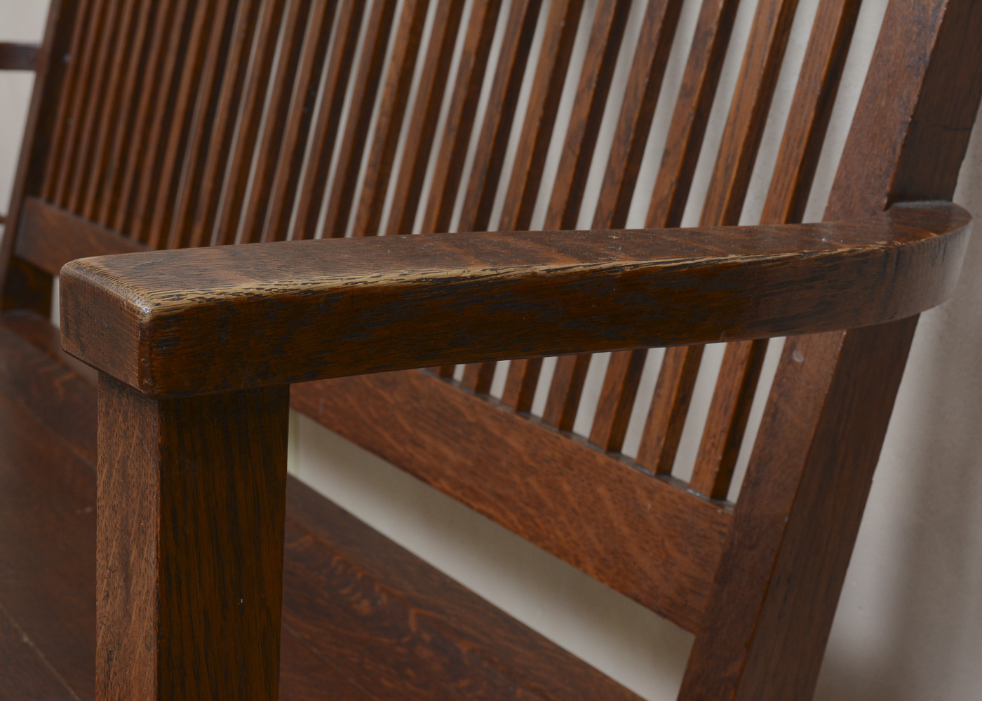 Vintage Mission Inspired Oak Bench