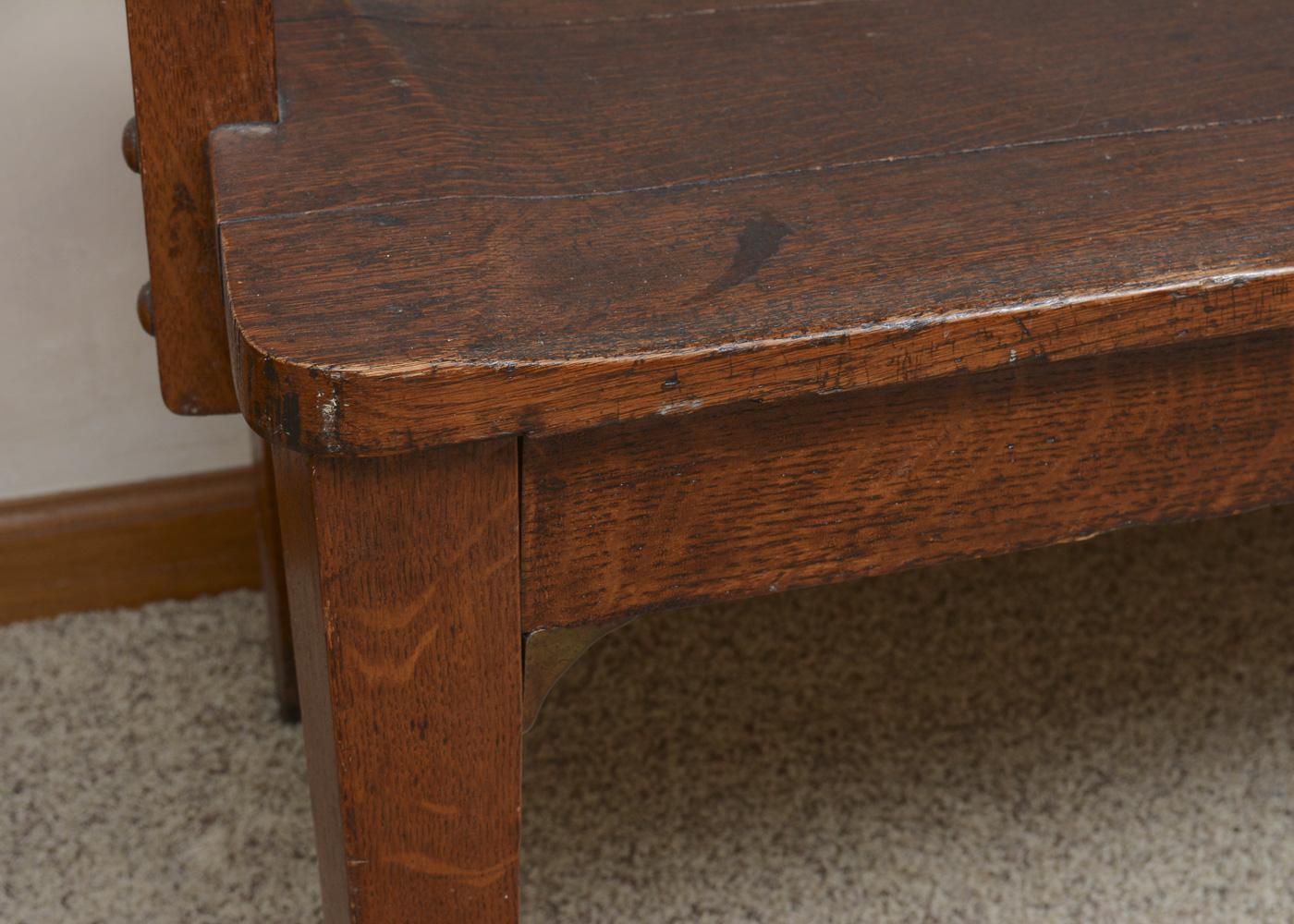 Vintage Mission Inspired Oak Bench